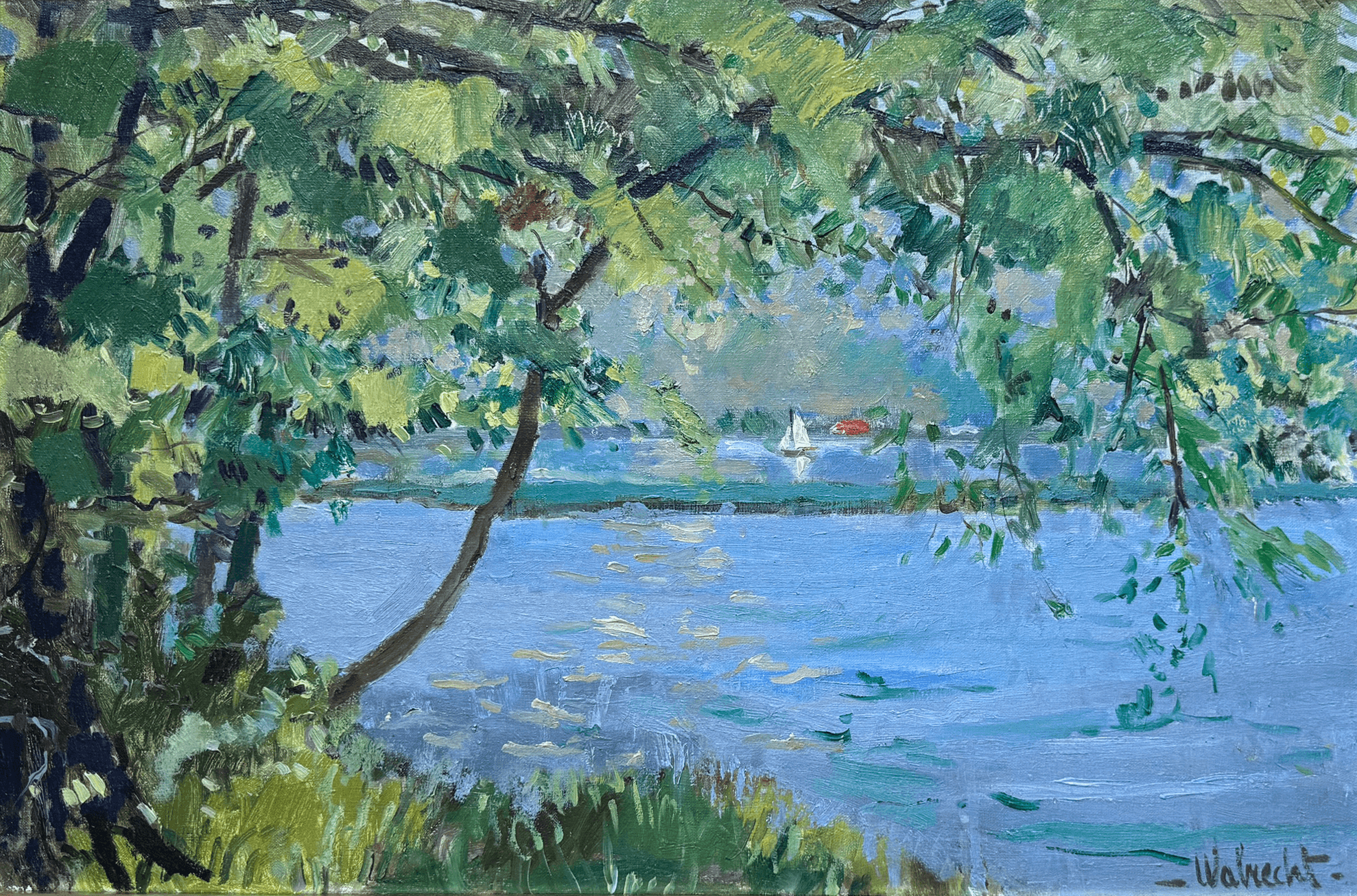 Ben Walrecht - Sfeervol zomers waterlandschap (zonder lijst)