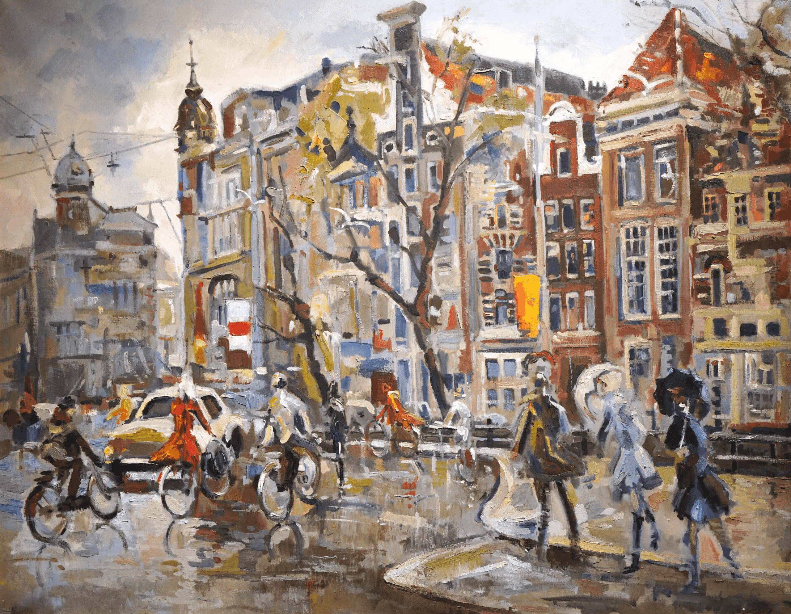 Erasmus Bernard von Dülmen-Krumpelman - Bij het Koningsplein te Amsterdam (zonder lijst)