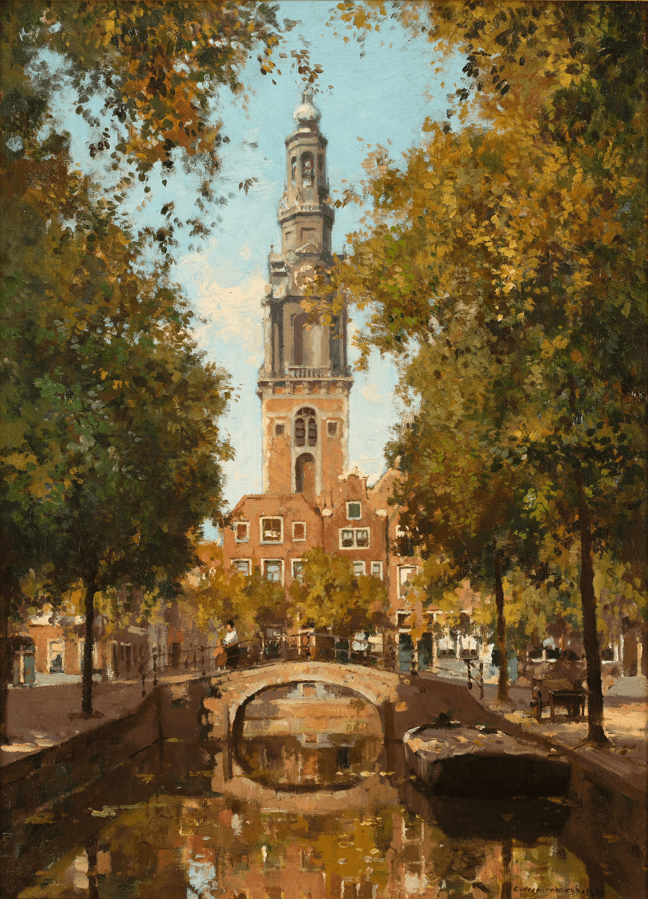 Cornelis Vreedenburgh - Zuiderkerk vanuit de Groenburgwal (zonder lijst)