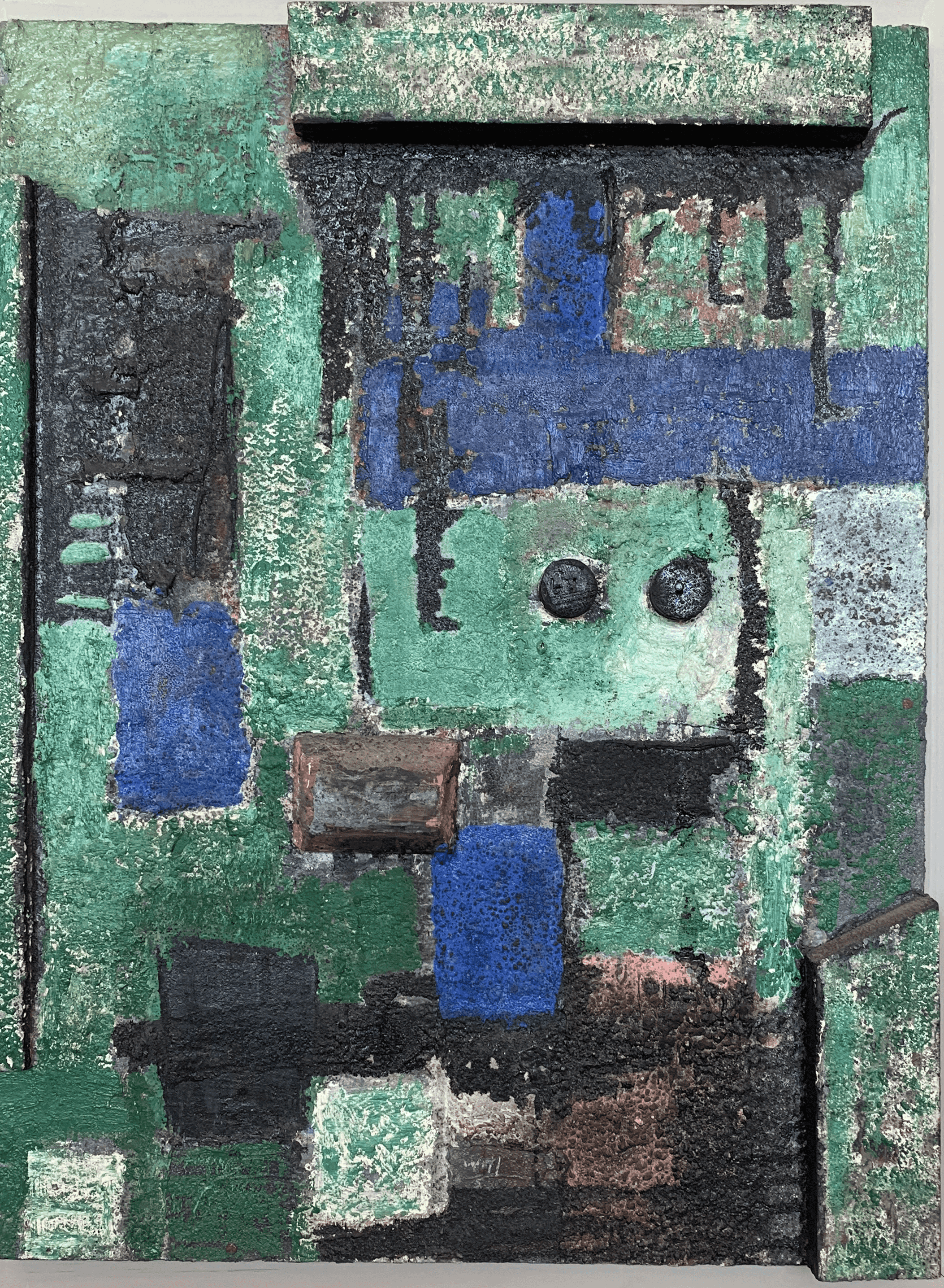 Will Leewens - Abstracte compositie met hout (zonder lijst)