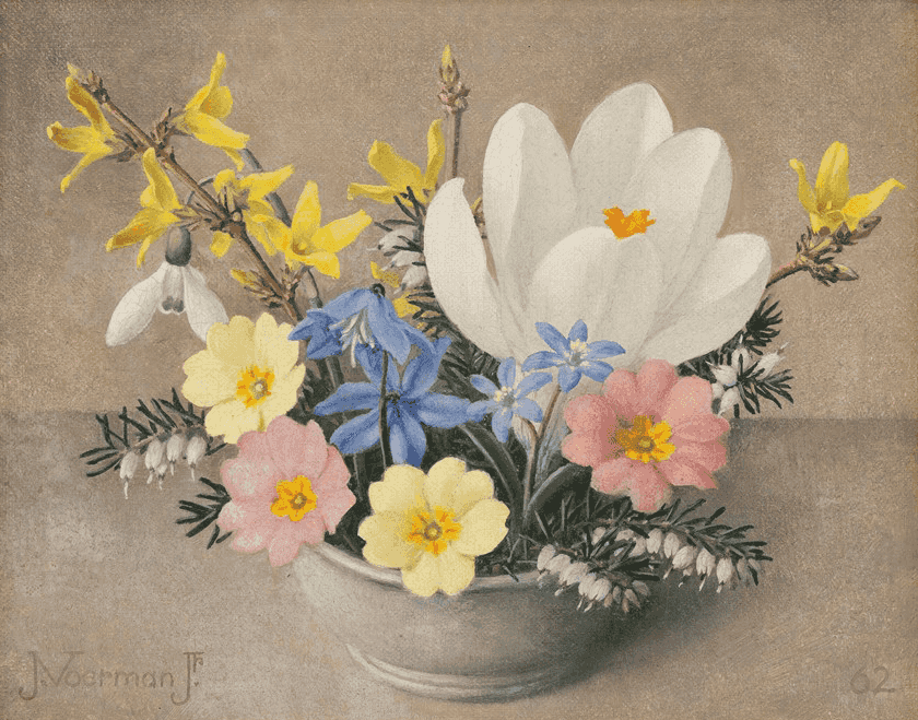 Jan Voerman jr - Verfijnd bloemstilleven (zonder lijst)