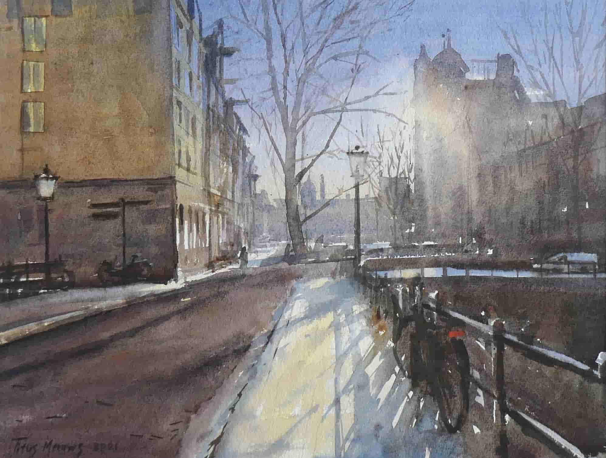 Titus Meeuws - Leliegracht Amsterdam in tegenlicht