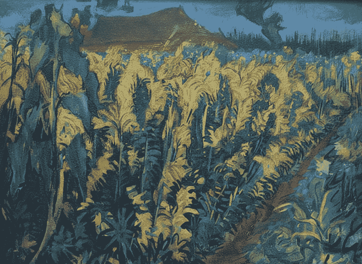 Gronings landschap met twee zonnebloemen